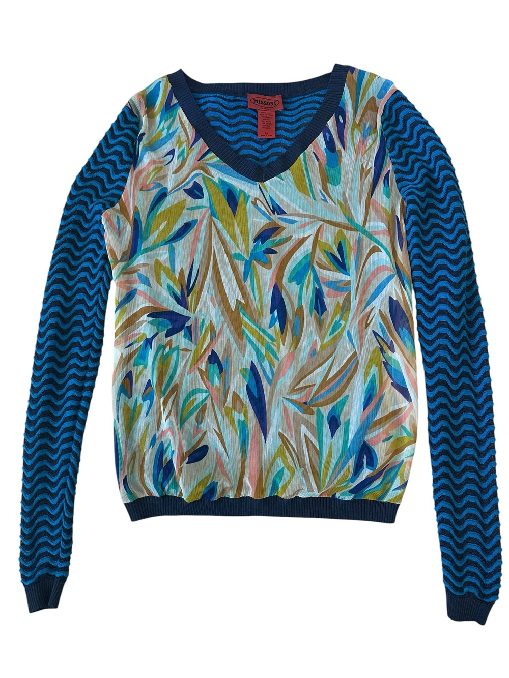 Missoni for Target Mixed Media Printed Chiffon Knit Sweater M